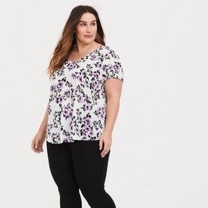 Torrid Abbey Challis Tie Back Floral Plus Size Woman’s Blouse Size 2XL